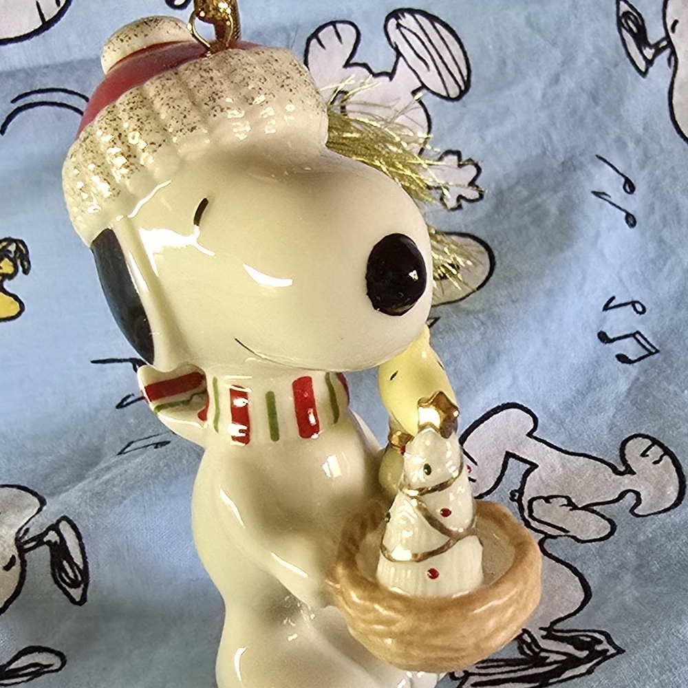 Peanuts Lenox Holiday Ornament with Red and Gold Accents